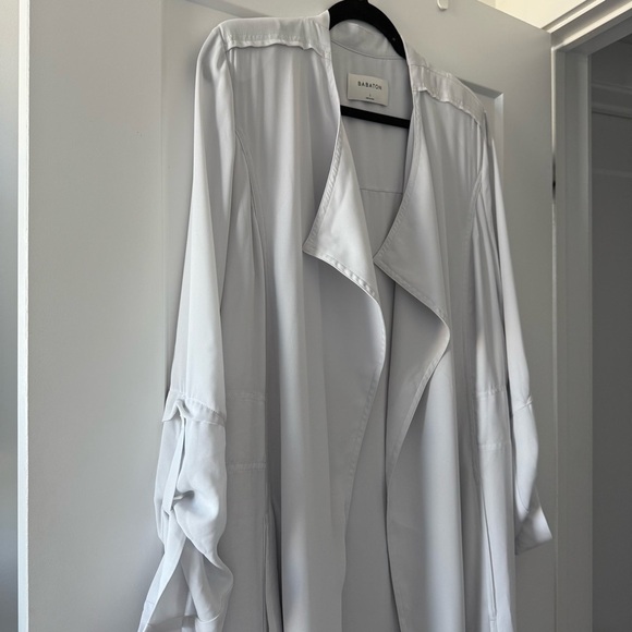 Aritzia Babaton sky blue gray Quincey trench jacket - size Large (L) - Picture 4 of 7